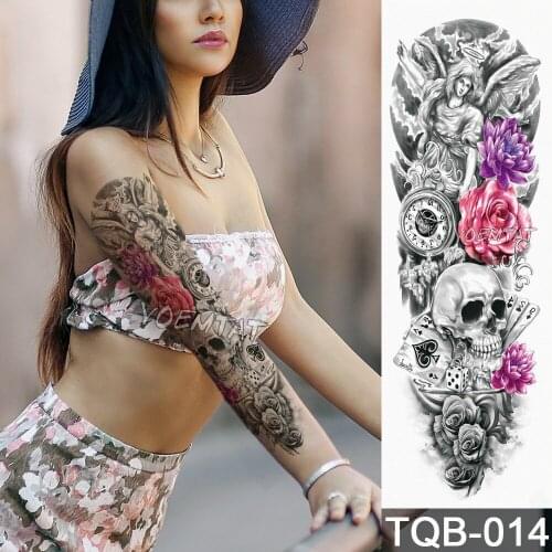 5 Pieces Temporary Tattoo Sticker For Adult Wolf Owl Rose Flower Large Sleeve Transfer Tatoo Body Art Full Arm Fake Sexy Tato