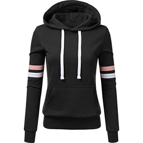 Womail hoodie Sweatshirts womens hoodies Stripe Sweatshirt Long Sleeve Blouse Hooded Pocket Pullover Tops Shirt D300721