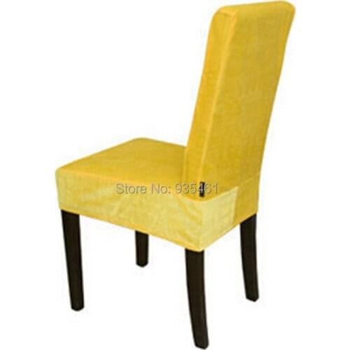 100PCS Surefit Soft Suede Short Dining Chair Cover / coffee chair cover / yellow