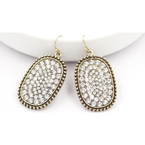 2021 New Square Vintage Multicolor Around Pave Crystal Oval Drop Earrings for Women
