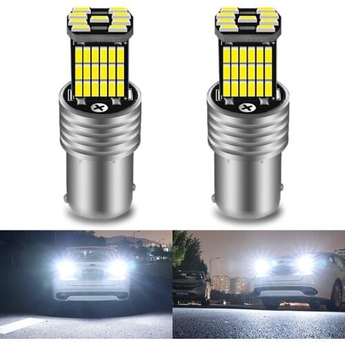 2pcs BA15S P21W 1156 Car LED Reverse Light Bulb 4014 chips For VW Passat B5 B6 Golf Canbus Auto Lamp Error Free DC 12V 6000K