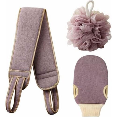 3pcs / Set Body Cleaning Brush Soft Washcloth Home Hotel Bathroom Shower Set Ball Back Scrubber Exfoliating Skin Gloves Bath Tow