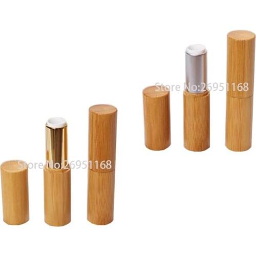 4.5G 20pcs/lot Gold Bamboo Wooden Lipstick Tube, Top Grade Lip Balm Sub Package, DIY Empty High-end Bamboo Lipstick Container
