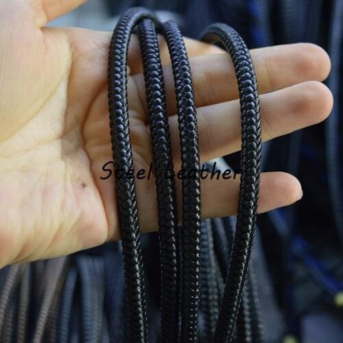 5m/lot Approx 5.5*5.5mm square black leather cords with black steel wire leather strings for bracelets making steel wire cords
