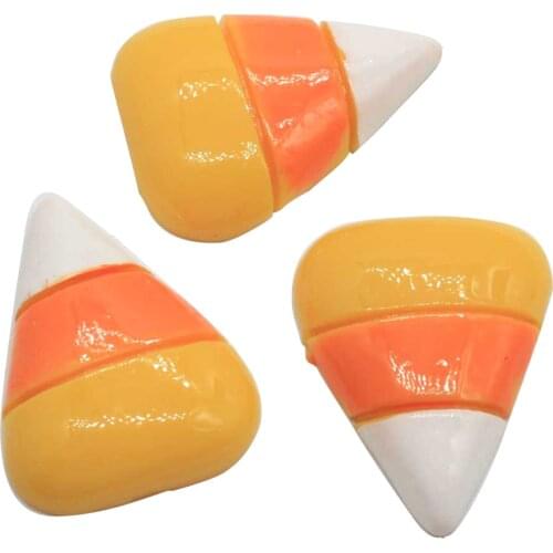 50/100pcs Halloween Party Candy Corn Resin Cabochons Flatback Flat Back Hair Bow Center Photo Frame Decor Jewelry Crafts 20*26m