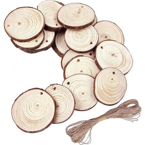 60 PCS Christmas Ornaments Wood DIY Small Wood Discs Circles Painting Round Small Pine Slices 5-6 cm/6-7 cm