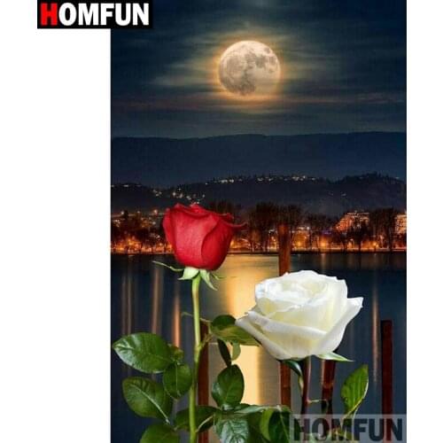 HOMFUN Full Square/Round Drill 5D DIY Diamond Painting "Flower moon" 3D Diamond Embroidery Cross Stitch Home Decor A18959