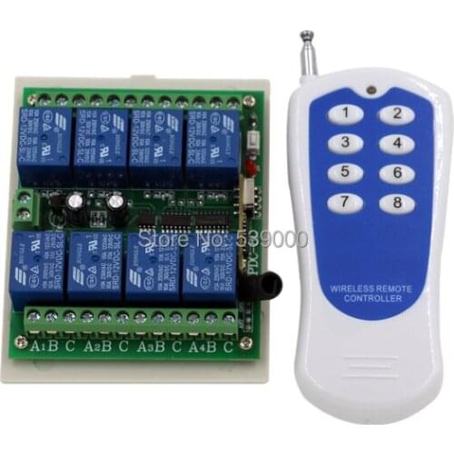 DC 12V Radio Remote Control Switch 8CH Modern Home Light Remote Switch 8 Ways Remote Control