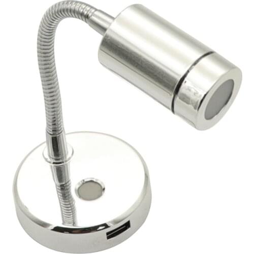 DHBH-360 Degree Rotation Multipurpose Yacht RV Reading Light Portable Adjustable Bed Lamp Button Control USB Charging Combo