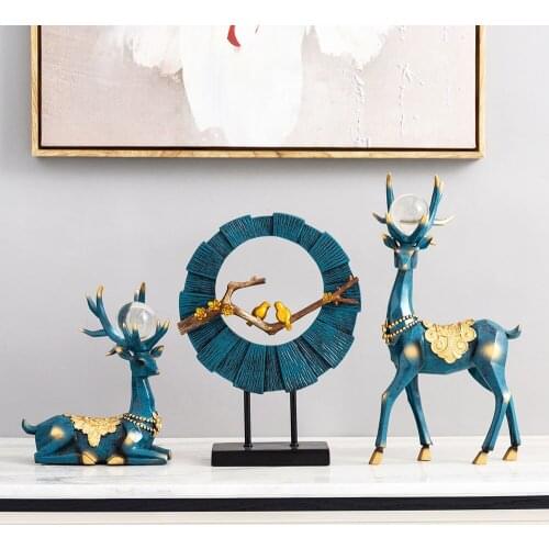 Home Decor Accessories Modern Deer Statues Animal Sculpture Fengshui Decor Living Room Office Desk Decoration Wedding Gifts