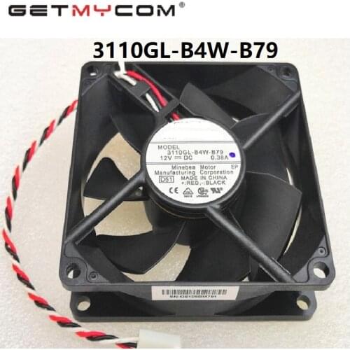 Getmycom Original 3110GL-B4W-B79 8025 DC 12V 0.38A fan 3 wire double ball large wind