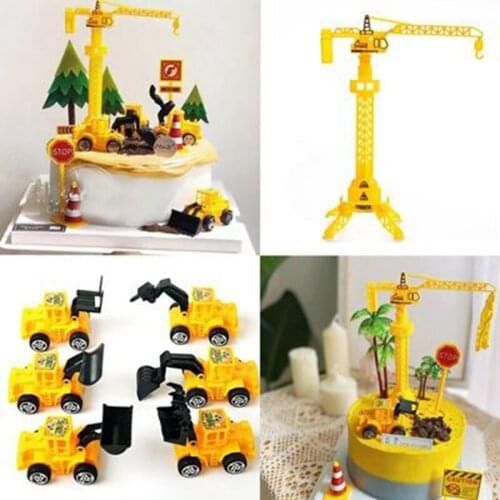 Engineering Vehicle Cake Decor Digging Machine Crane One 1st Birthday Party Happy Birthday Party Decor Kids Boys Birthday Toys