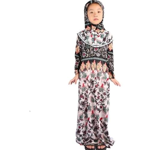 Islamic Girls Kaftan Plus Size Abaya for Kids Robe Turque Musulman Femme Kimono Maxi Modest Muslim Clothing Turkish Dresses Kid