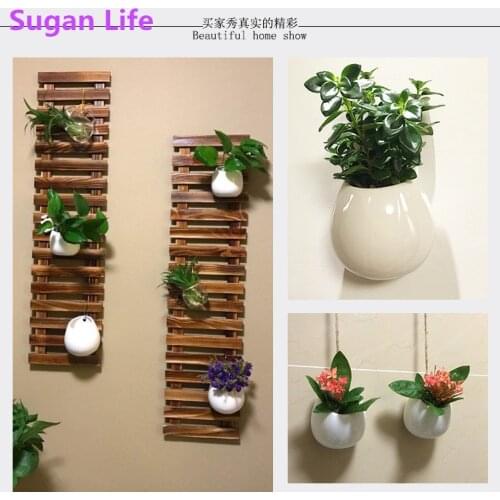 Suganlife Creative Hanging Basket Ceramic Flower Pot Hang A Wall Flowerpot Nursery Horticulture Plant Pot Culture Decoration