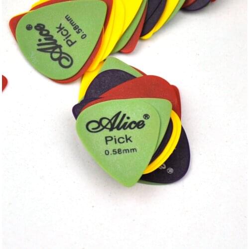 Lots of 100pcs Alice AP-T 0.58mm Thin Delrin Guitar Picks Plectrums Mixed Colors