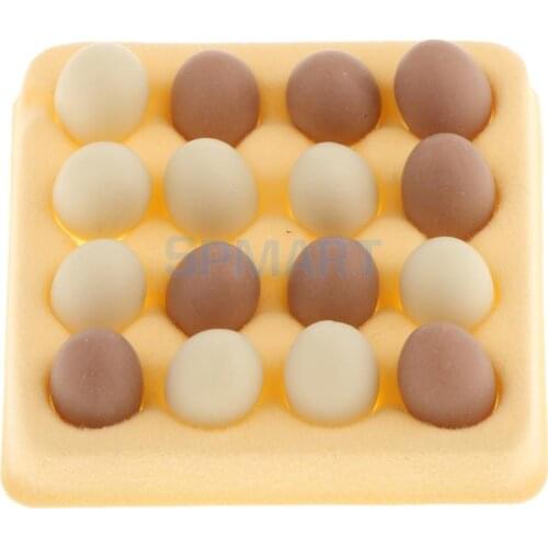 1/12 Scale Dollhouse Miniature 16 Pieces Chicken Eggs with Egg Holder Box