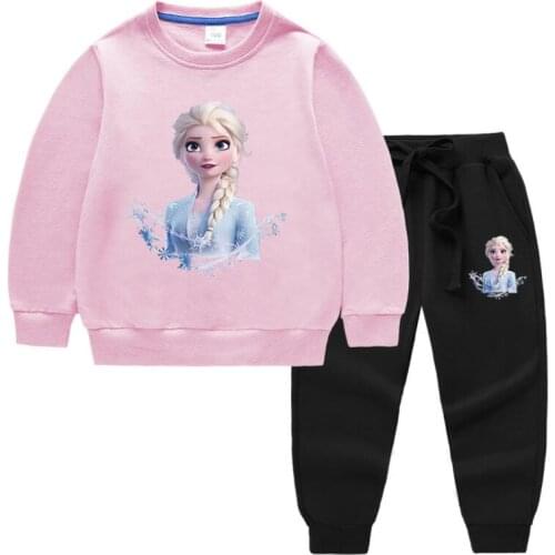 Frozen Fashion Kids Clothing Set Children Elsa Hoody+pant set Cartoon Baby Girls Outfits Teenagers Sports Suit clothes