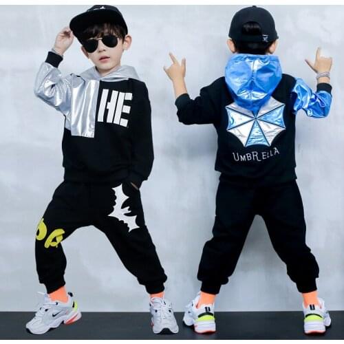 Boys Fashion Suit Boys Hooded Pullover Loose Pants 2 Piece Set Spring And Autumn Boys Letter Print Casual Sports Suit 7-12 Years