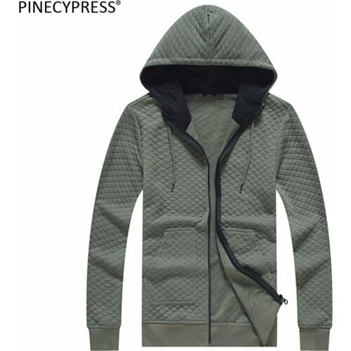 100% Cotton Man Hoodie Autumn Spring Quality Male Long Sleeve Fashion Zipper Amy Green Navy Blue Slim 2020 Men Hooded Sweatshirt