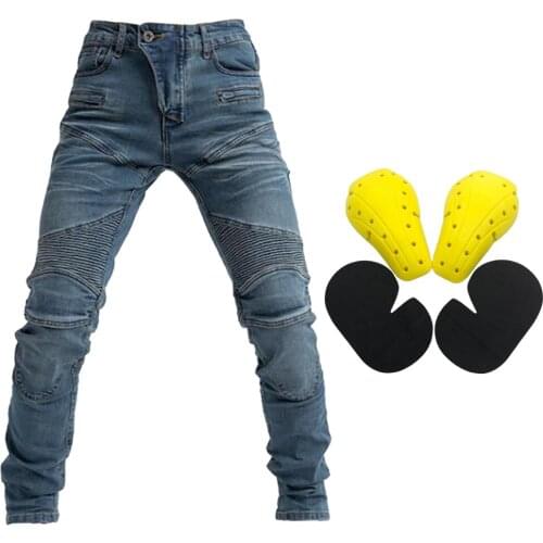 Mens Racing Motorcycle Pants Fly Racing Resistance Jeans ATV Adventure Blue