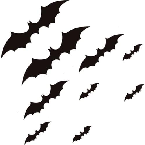 44/28/11Pcs set Black Halloween Wall Sticker 3D Bat Wall Sticker Home Decor Wall Sticker Home Shope Party Decoration