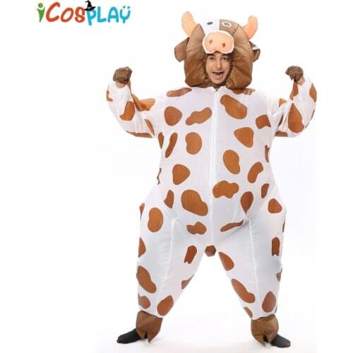 Inflatable Coffee Cow Costume for Adult Women Men Kid Boy Girl Halloween Party Carnival Cosplay Dress Blow Up Suit Animal Mascot