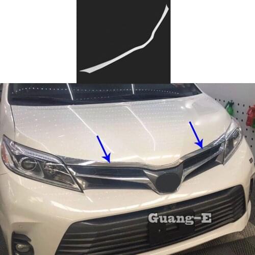 Car Sticker ABS Chrome Front Engine Machine Grille Grill Racing Upper Hood Lid Trim Lamp 1Pcs For Toyota Sienna 2018 2019 2020