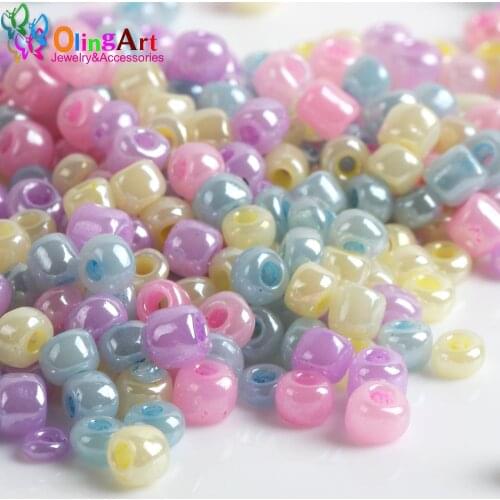 OlingArt NEW 4MM 280pcs candy colors mixed multicolor Glass Seed beads Spacer DIY bead Bracelet necklace jewelry making