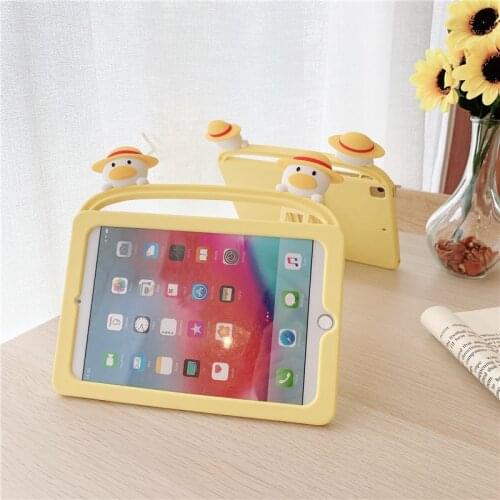 3D duck Cute Cartoon Cover For IPad pro 11 Mini 12345 10.2 Pro 9.7 10.5 8th 7th kid Tablet soft Silicon PC Stand Handle Funda