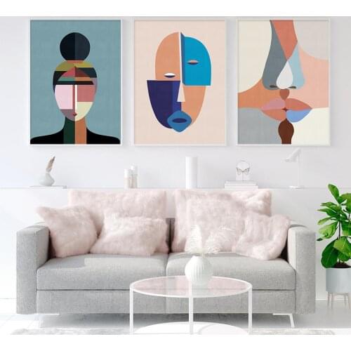 Contemporary Abstract Colorful Figure Face Kiss Posters Canvas Painting Pictures Wall Art Prints for Living Room Home Decoration