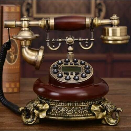 Vintage Antique Retro Caller ID Handset Desk wood Telephone Hand-free Elephant A
