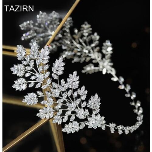 High Quality Cubic Zirconia Tiaras Hairbands for Wedding CZ Sweet 16 Party Headpieces Brithday Pageant Hair Jewelry Women Gifts