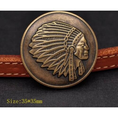 35mm10pcs Heavy Brass Southeast Tribal Indian Chief Head Leathercraft Saddles Conchos for Purse Wallet Belt Decor Screw Back