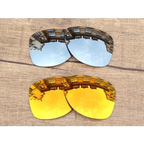 Vonxyz 2 Pairs Chrome Mirror & Ruby Mirror Polarized Replacement Lenses for-Oakley Dispatch 2 Frame