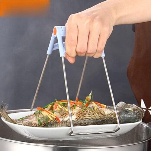 High Quality Stainless Steel Foldable Hot Dish Clamp Anti-Scald Bowl Clip Plate Pot Gripper Kitchen Utensil Holder Kitchen Tool