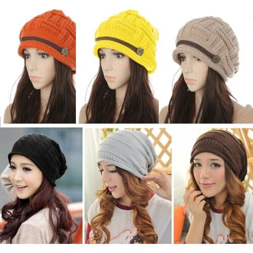 Winter Solid Color Knit Beanie Hat Fashion Simple Skullies Beanies Hat Women Fashion Soft Cotton Warm Cap Casual Bonnet Cap
