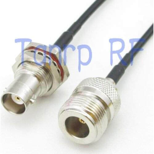 10pc 8in BNC female with nut bulkhead to N female RF connector adapter 20CM Pigtail coaxial jumper cable RG174 extension cord