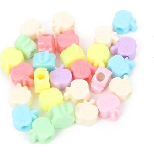 100pcs/lot Mixed Apple Shape Acrylic Beads Charm Loose Spacer Beads For Jewelry Making DIY Needlework Bracelet Accessories