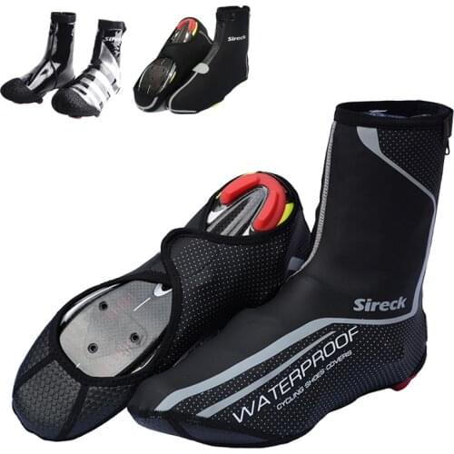 Sireck Cycling Winter Reflective Windproof Waterproof Shoes Cover Fleece Warm Road Thermal Bicycle Bike Overshoes