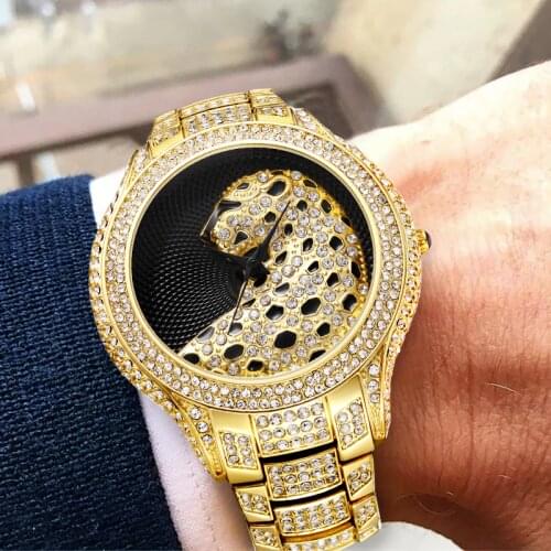 Cool Black Leopard Watch Hip Hop Male Watch Fashion Luxury Brand Water Proof Quartz Mens Unique Designer Wrist Watch for Men