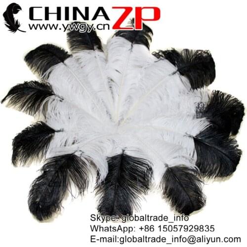 CHINAZP Factory Size 65-70cm (26-28inch) 50pieces/lot Beautiful Wedding Decoration Ostrich Feather Black and White