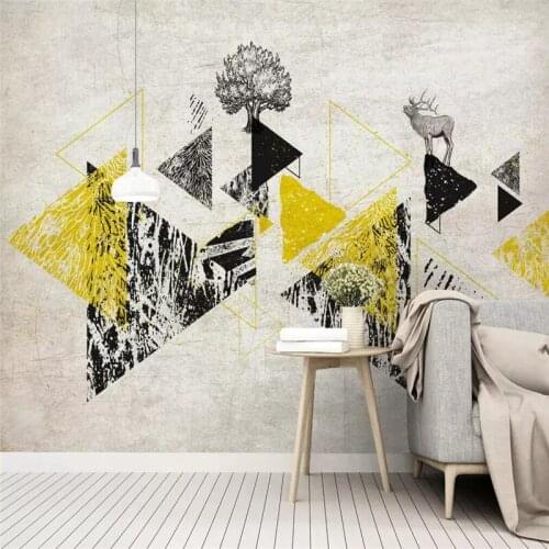 Decorative wallpaper Northern Europe contracted style modern triangle geometry elk mural background wall