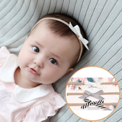 Baby Girl Hair Bow Headband 3pcs/set Stretchy Nylon Headbands for Girls Cute Bows Headband Set Kids Hair Accessories