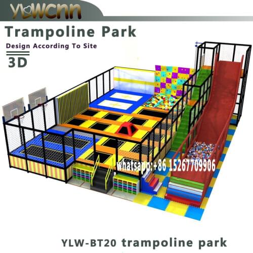 Kids and adults indoor trampoline park crazy big slide with ball pit rocking climbing facility YLW-IN20200529