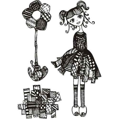 Background girl stamp Clear Stamp for Scrapbooking Transparent Silicone Rubber DIY Photo Album Decor 608