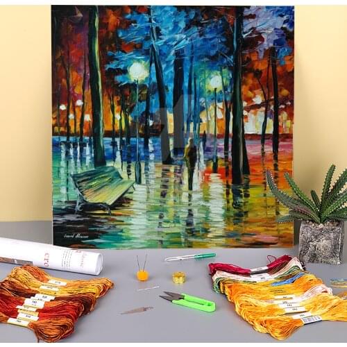 Blue Reflections Pre-Printed 11CT Cross-Stitch DIY Embroidery Patterns DMC Threads Knitting Handicraft Sewing Stamped