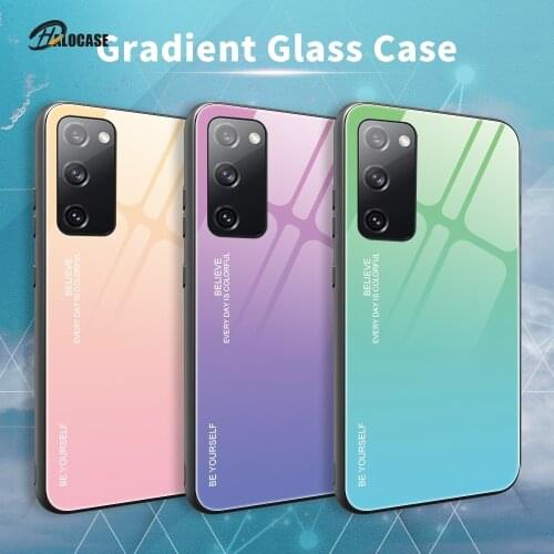 Gradient Glass Case For Samsung Galaxy S20 FE 5G S20 Ultra S8 S9 S10 5G S10E Note 8 9 10 Plus Silicone Frame Glass Back Cover