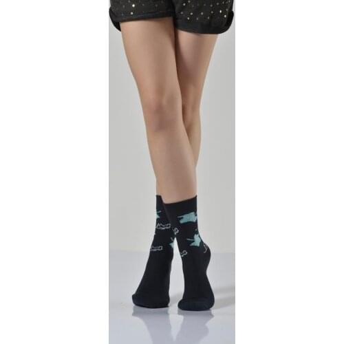 Idilfashion Women Leaf Pattern Socket Stocking-Navy Blue-B-ART015 (3'LÜ PACKAGE)