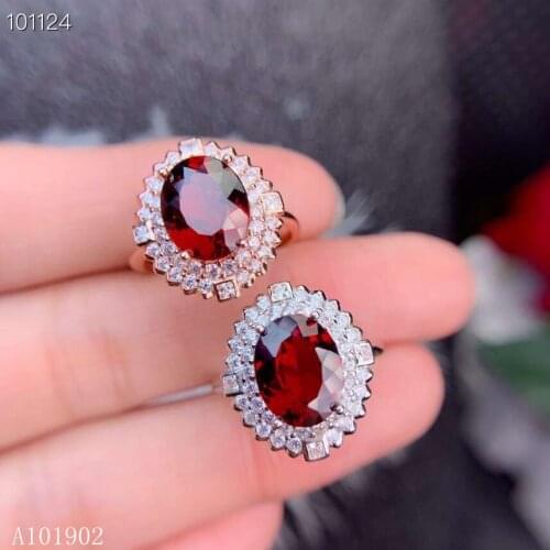 KJJEAXCMY boutique jewelry 925 sterling silver inlaid natural garnet gemstone ladies luxury ring support test