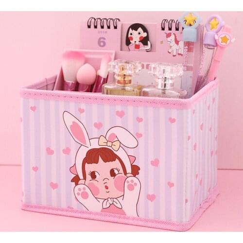 Lovely Beautiful Girl Cloth Art Receiving Box Girl Heart Desktop Bookcase Box Foldable Stationery Cleaning Box And Miscellaneous